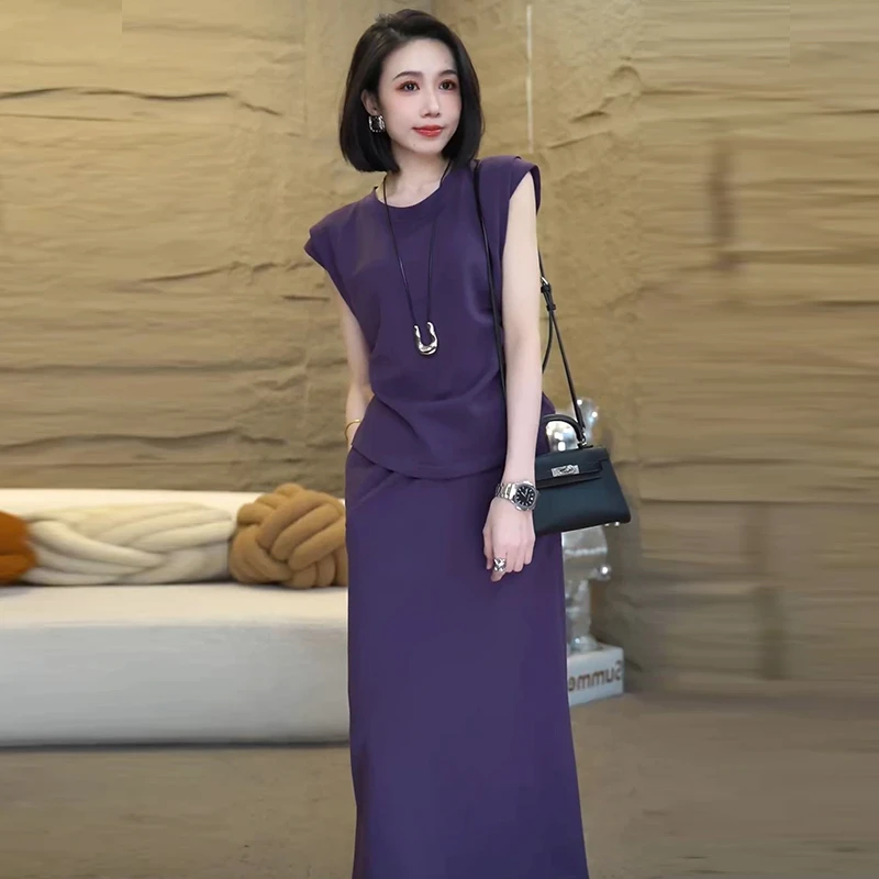 时尚连衣裙套装女2025夏季新款洋气显瘦短袖半身裙显瘦休闲两件套