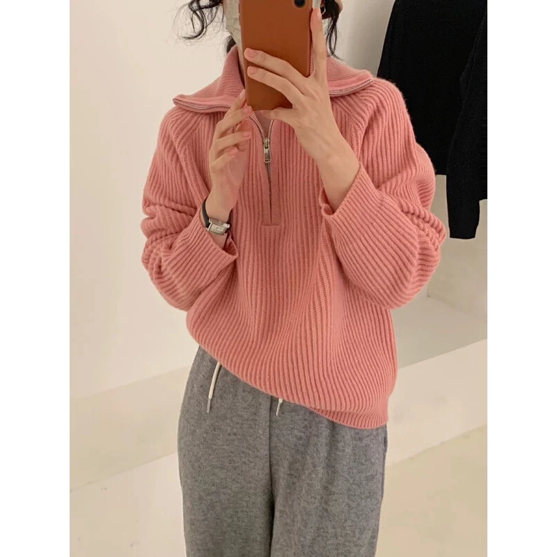 套头毛衣女秋冬季新款软糯坑条8722针织上衣