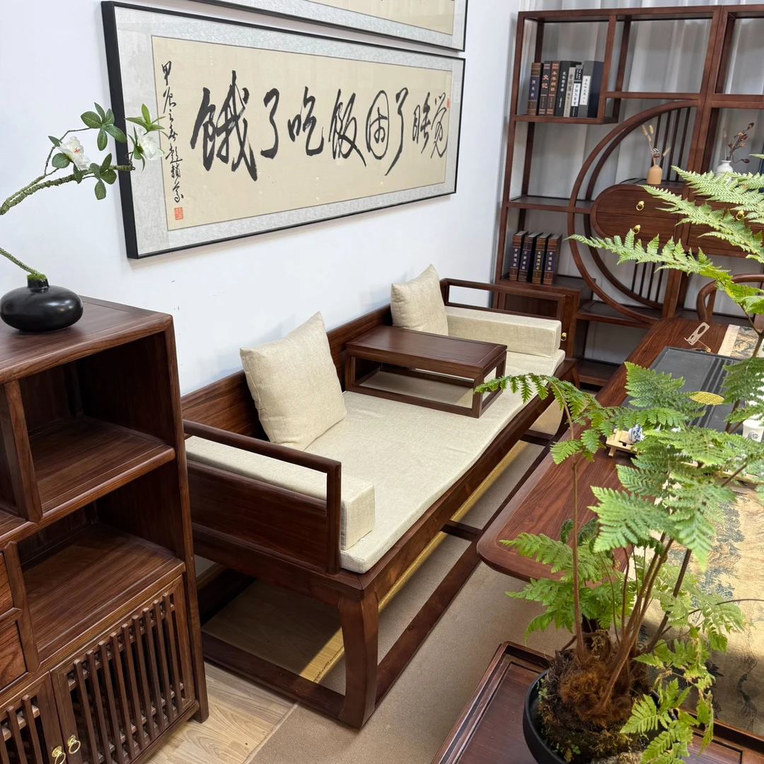 【宋式美学】实木罗汉床现代简约沙发床家用客厅书房休闲床贵妃榻