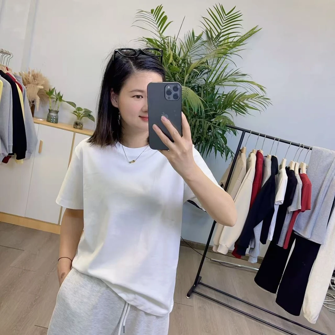 情侣款2025热卖显瘦白色纯棉时尚百搭夏季纯色圆领8号