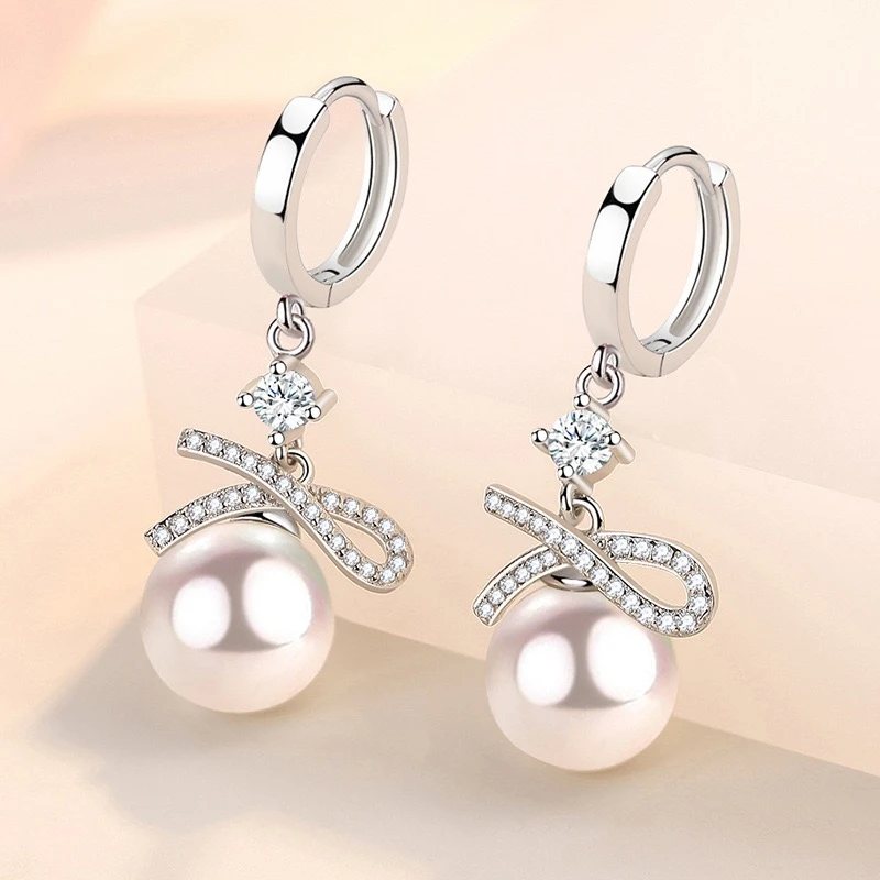 铜合金耳饰 2025银色满钻又字蝴蝶结耳坠经典轻奢气质百搭耳环441