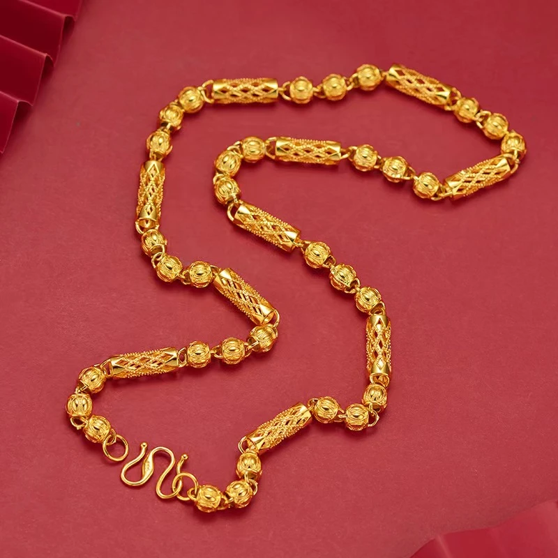 合金项链 镂空竹节  男士男款空心磨砂霸气百搭潮流网红款项链