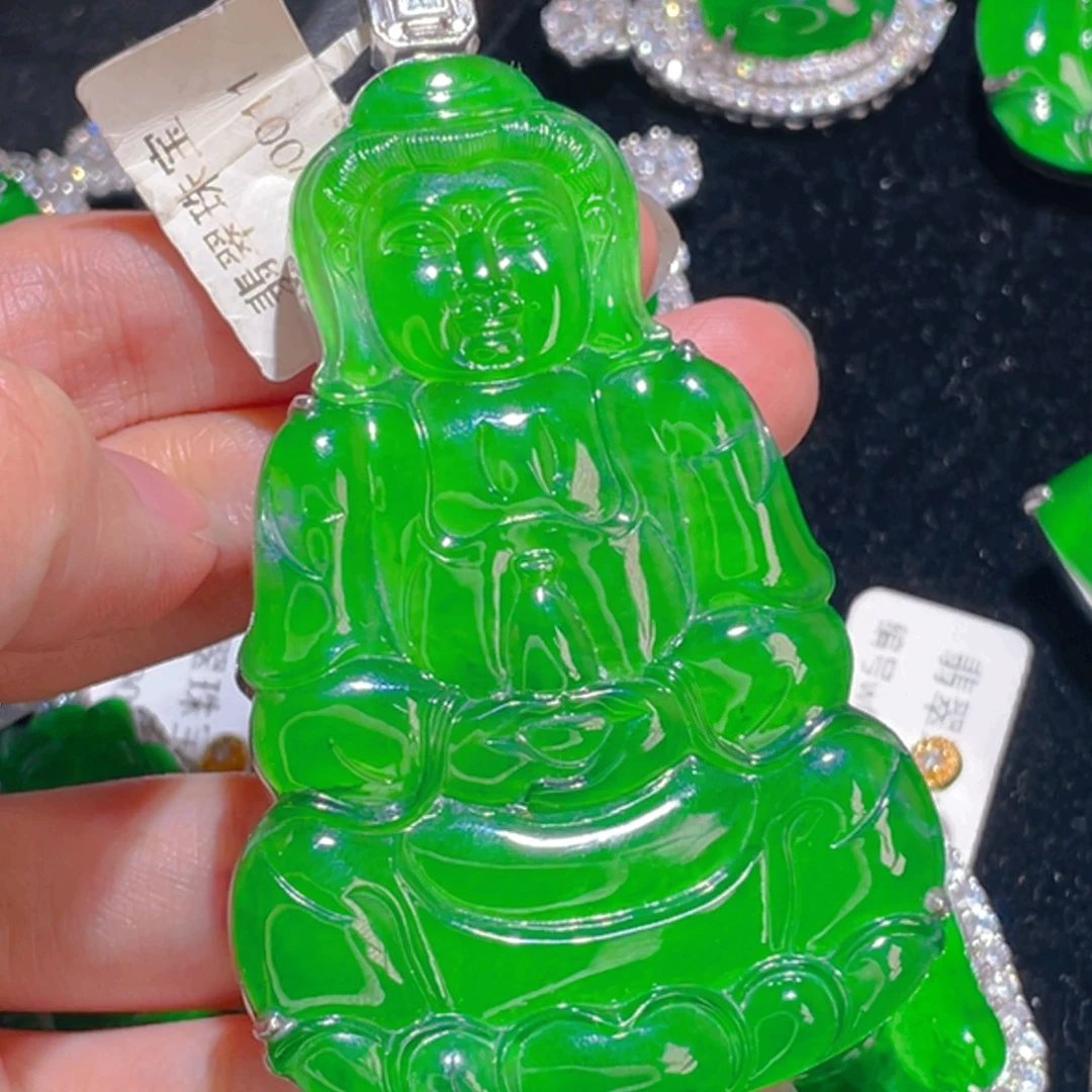 翡翠吊坠(不含链)银S925镶嵌