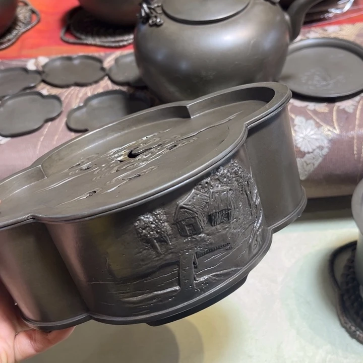 蜜安罐瓷香炉锡茶则