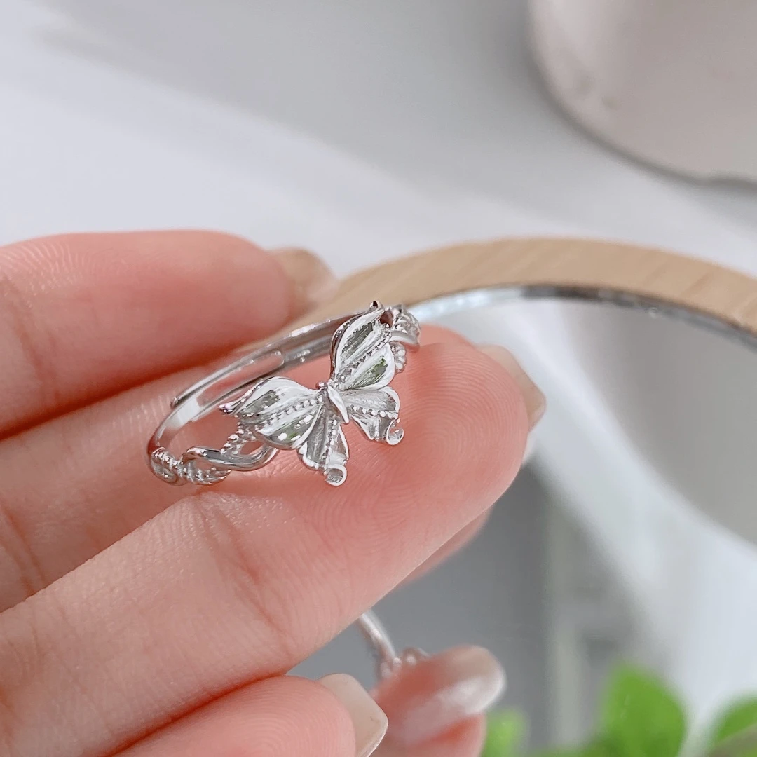 925银戒指 VANIA 蝴蝶银戒指不规则造型百搭简约纯银