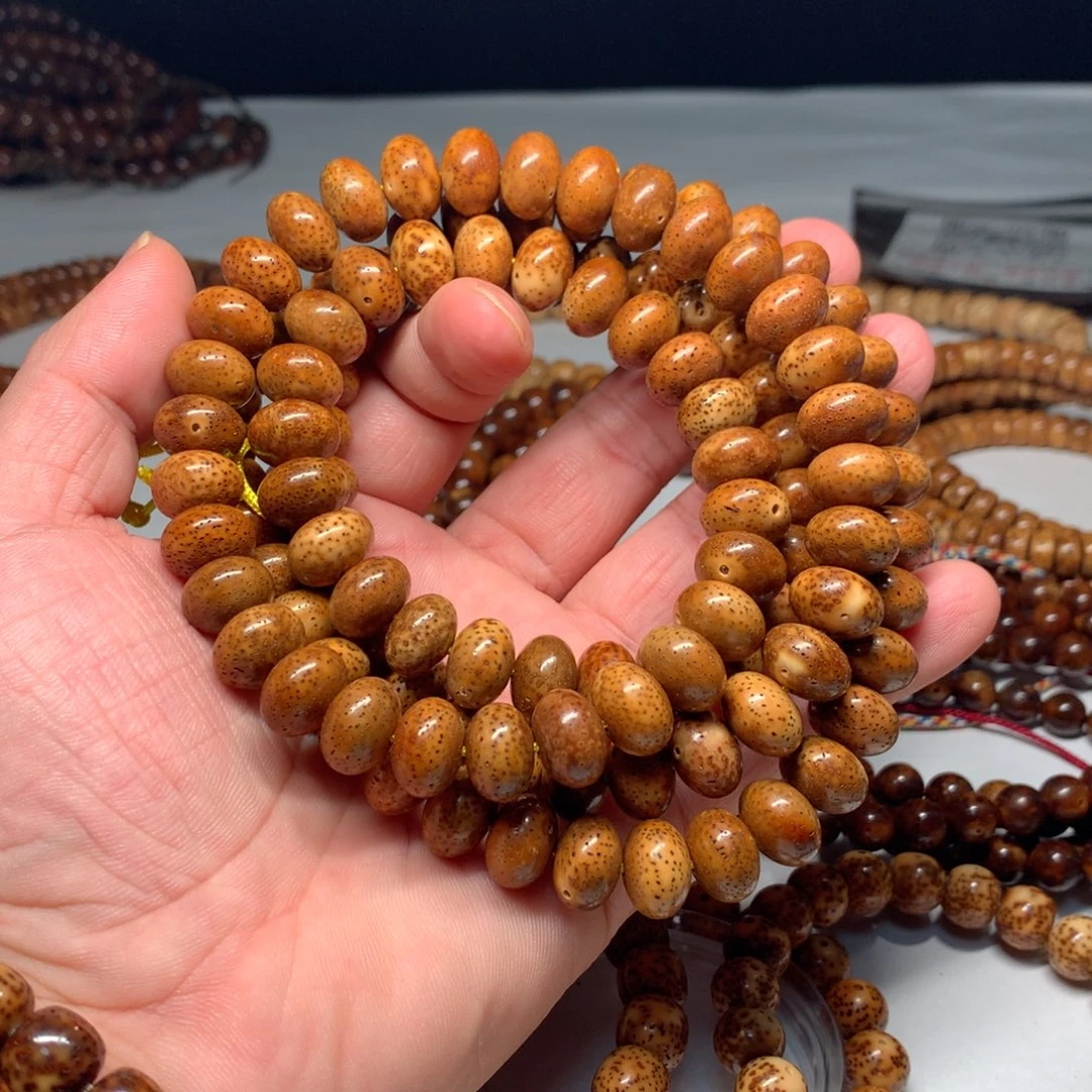 吊坠星月菩提陈化料13✖️9橘红底苹果珠长串