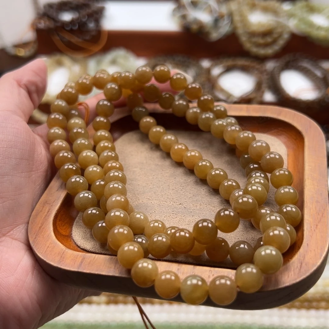 毛衣链未镶嵌和田玉珠串8mm