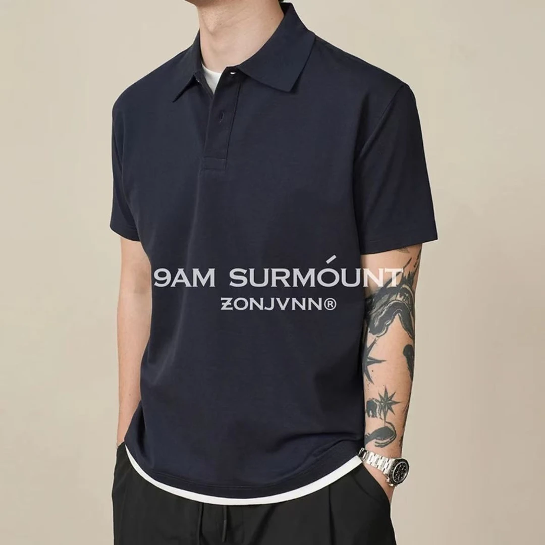 ZONJVNN珠地棉假两件POLO衫长袖休闲高级百搭翻领SORONA+简约宽松