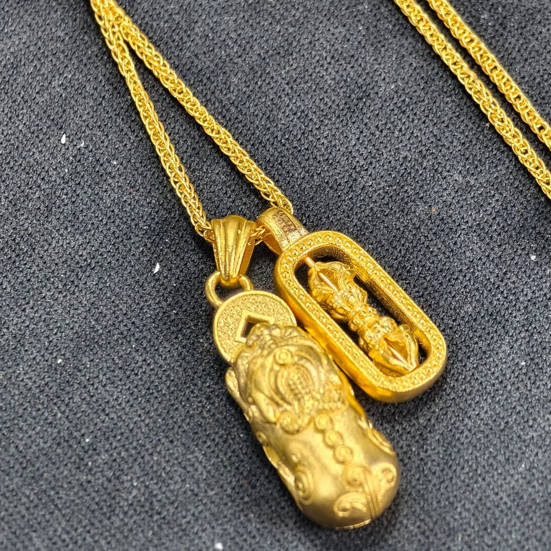 【周老板】足金貔貅金刚杵项链