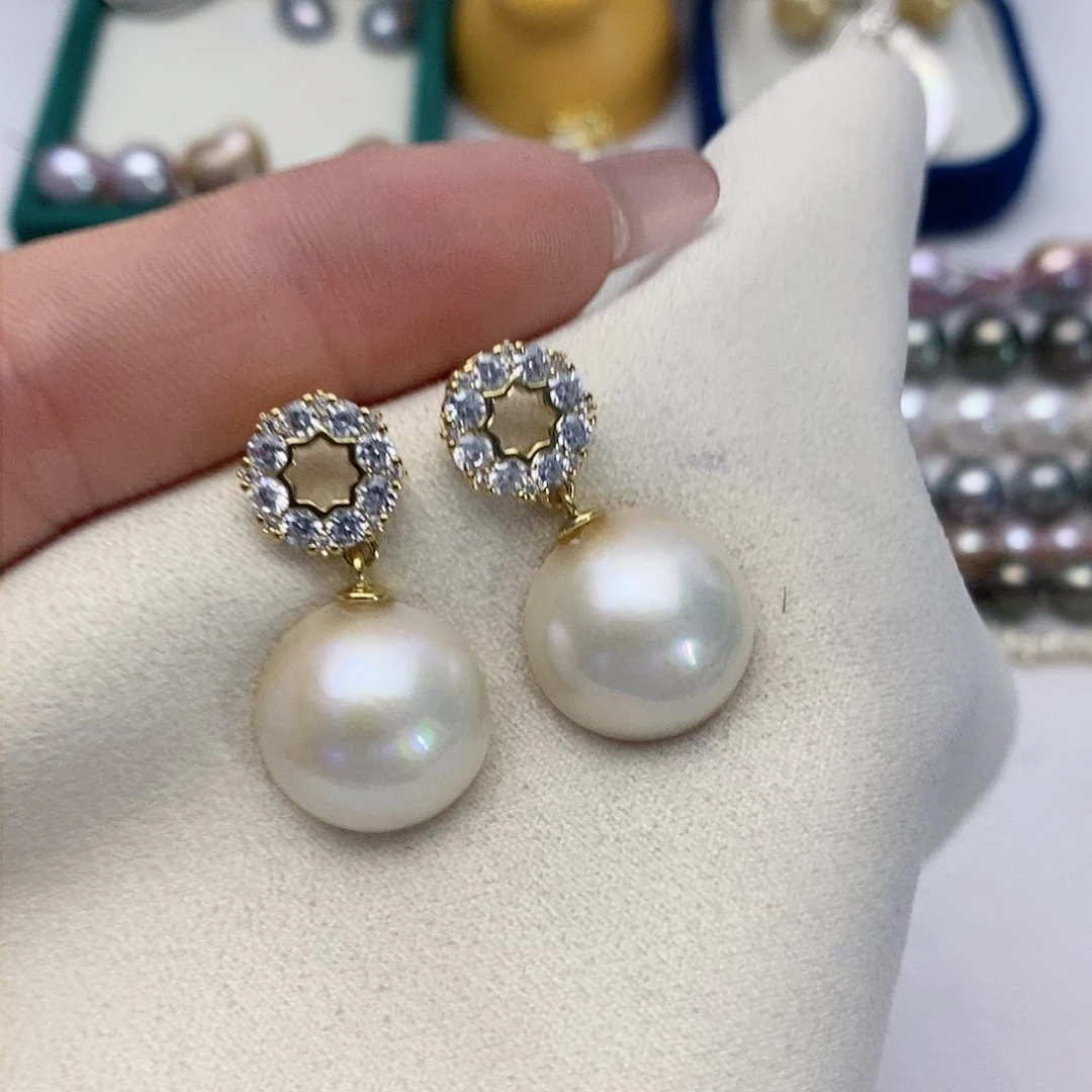 【闪购商品】拼合珍珠（马贝珠）耳饰银S925镶嵌54
