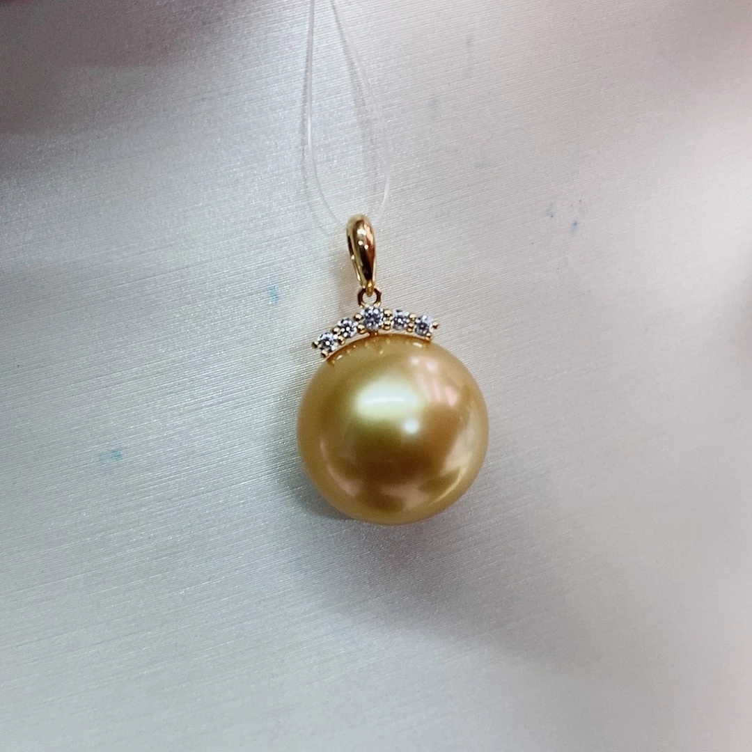 吊坠(不含链)18K金镶嵌海水珍珠13-14