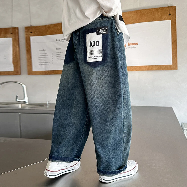 男童春装裤子儿童牛仔裤春秋款2025新款大童春季长裤帅气时髦潮酷