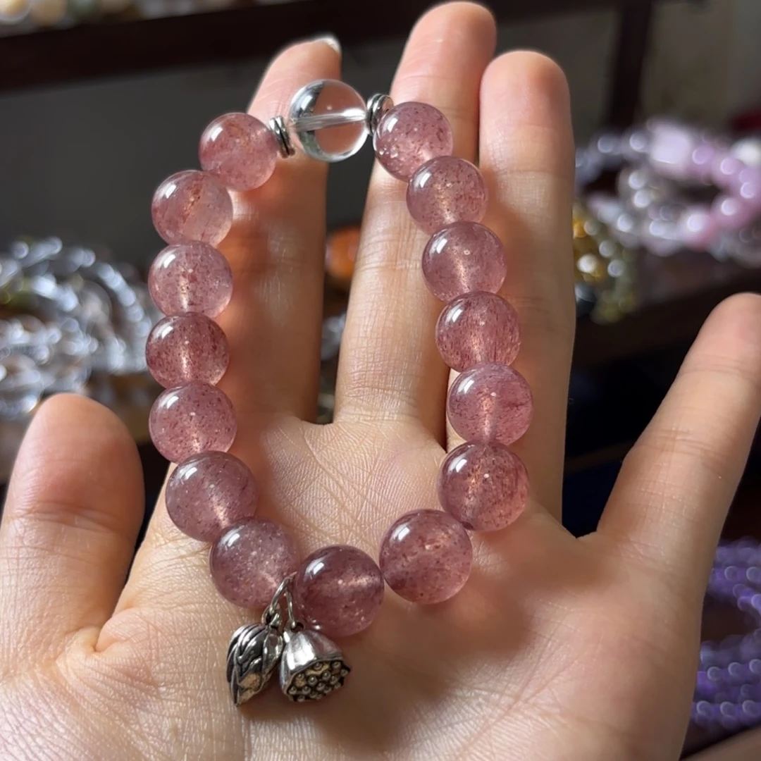 水晶手链未镶嵌天然草莓晶手串