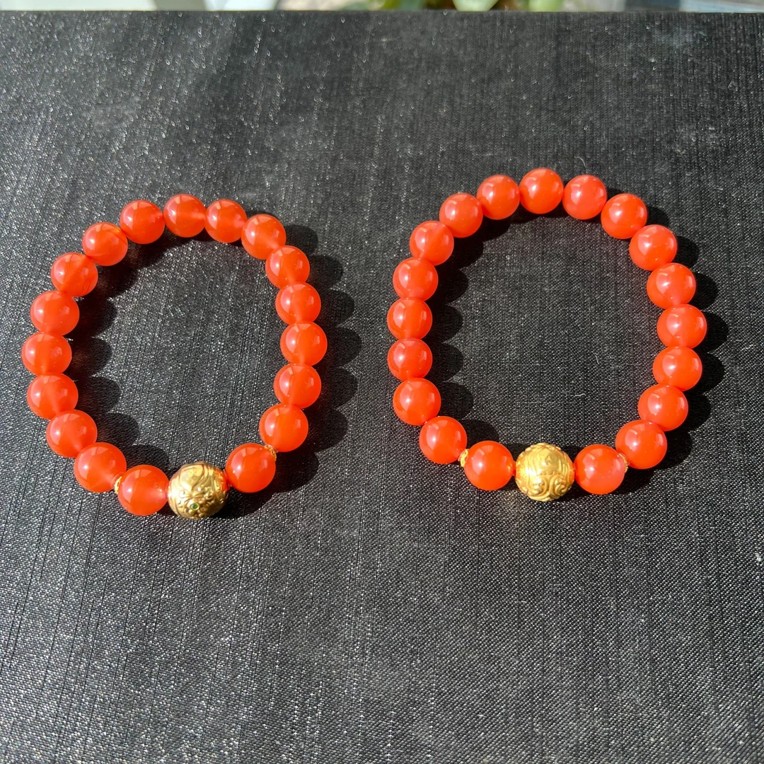 【云上好物】18K金南红玛瑙手串-多样性发其一-9mm DS22000（WJ）