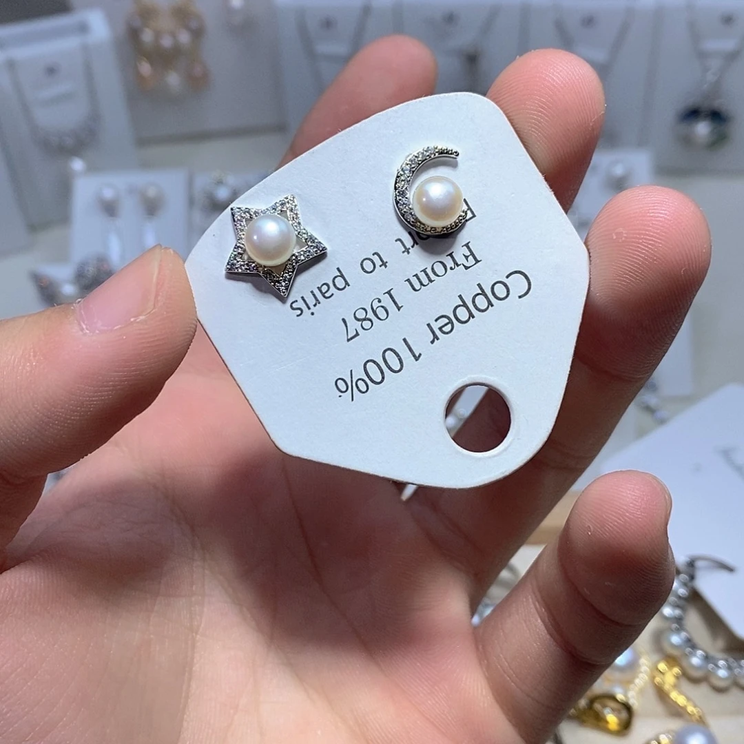 银S925镶嵌淡水珍珠耳饰