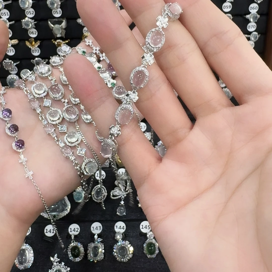 芙蓉石手链银S925镶嵌?*