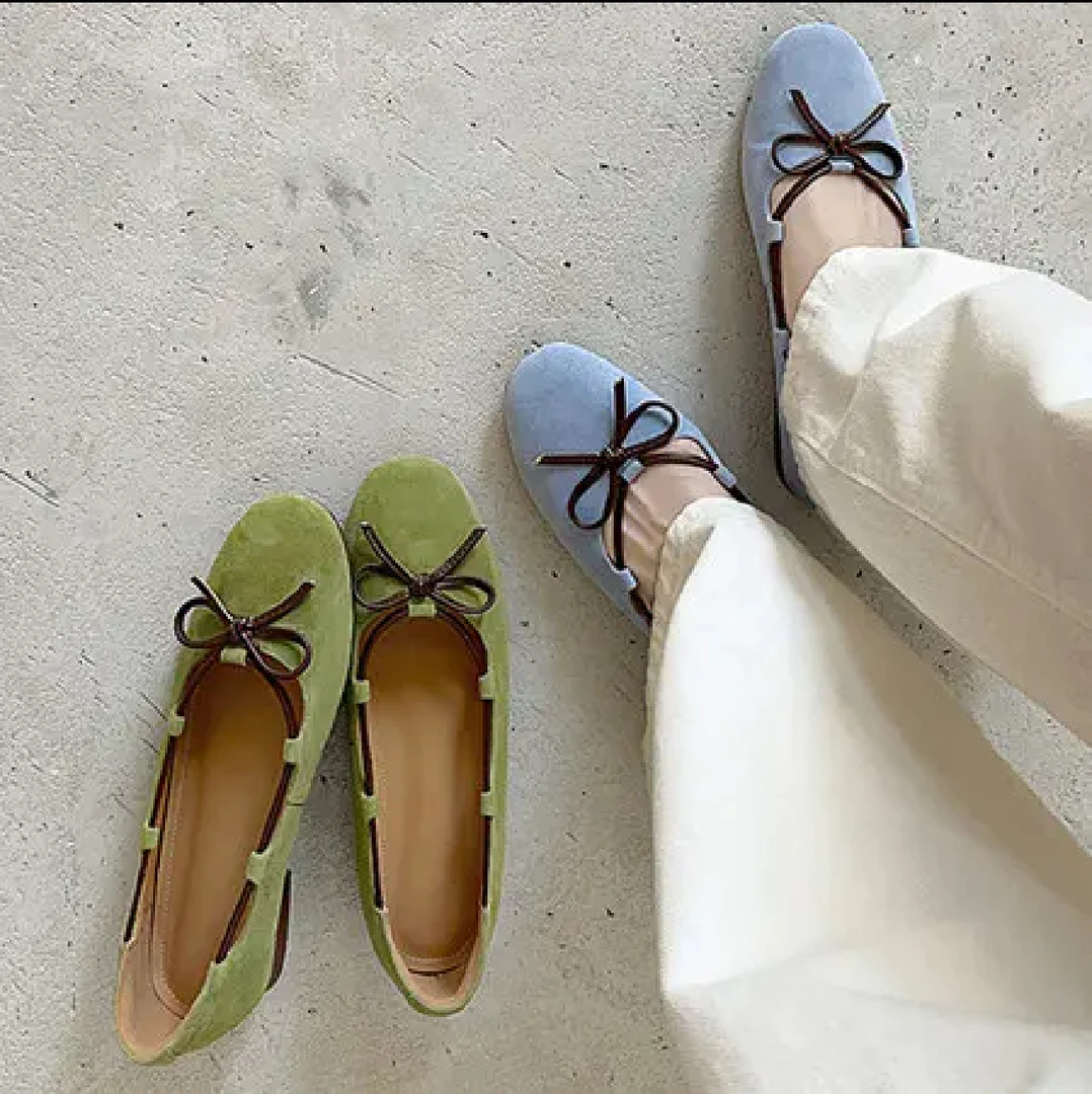 【木子家】2025新款复古蝴蝶结低跟糖果色浅口单鞋女法式气质羊皮鞋