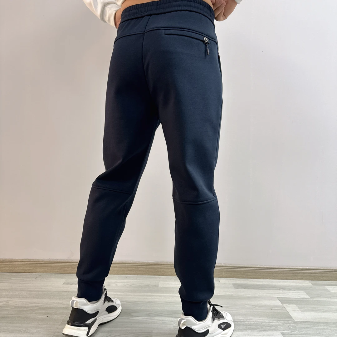 6602男冬季保暖奥粒绒弹力卫裤时尚中腰复古港风束脚口袋拉锁