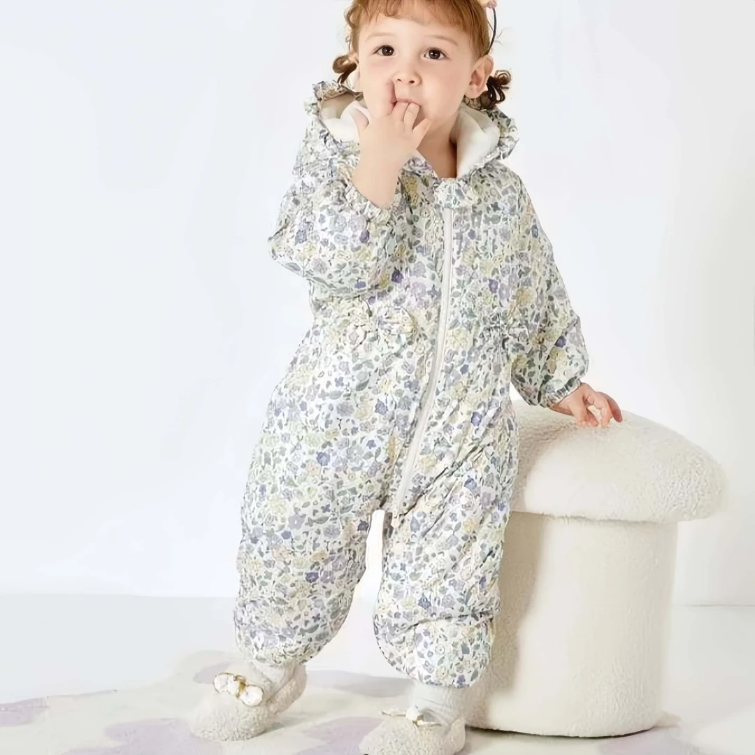 【清仓】73-100码巴家婴童爬服哈衣女宝宝秋冬碎花清新棉衣连体爬服
