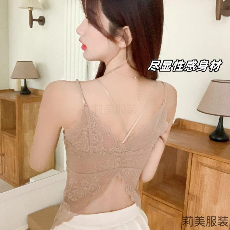 网红夏季新款法式性感蕾丝女士背心透气打底外穿女生吊带内衣