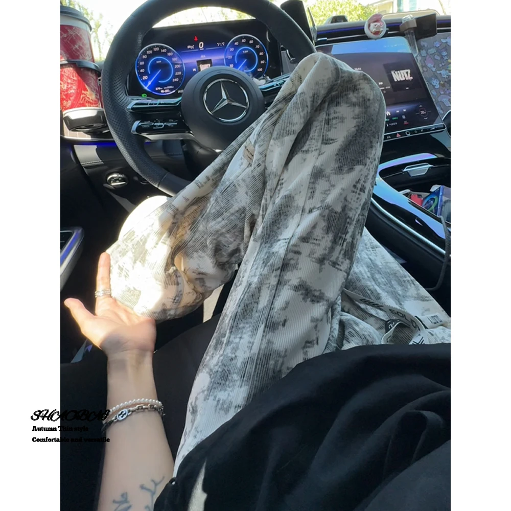 慵懒风扎染休闲裤男秋季新款美式潮牌设计感卫裤宽松百搭运动裤子