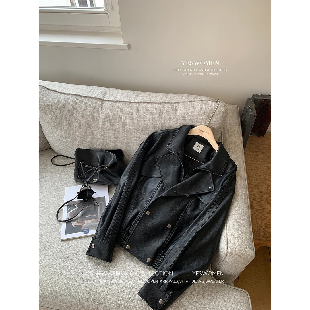YESWOMEN早秋皮衣组·Rose同款机车夹克 哑光质感PU皮XYF5158A4319