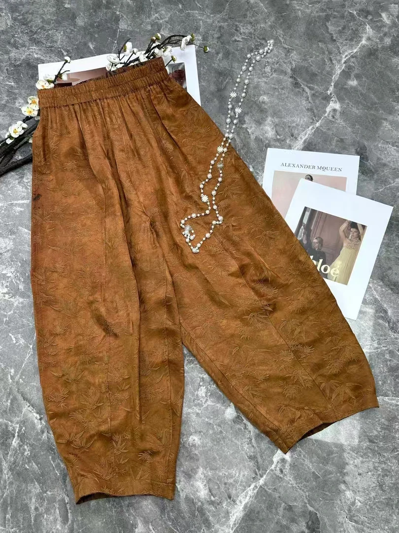 玛薇丝【竹影】新中式国风双面双穿显瘦气质阔腿长裤