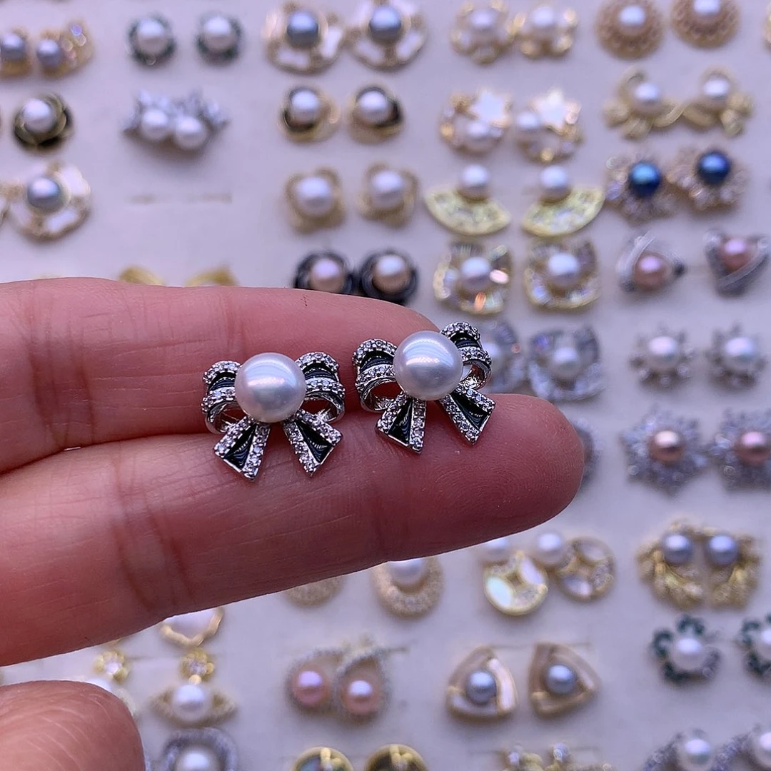 淡水珍珠耳饰合金