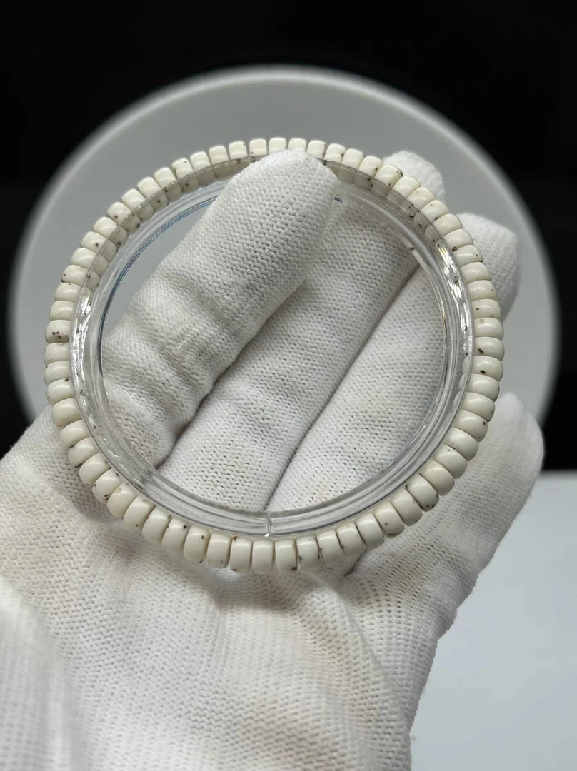 找星星珍藏毕业款海南毛感料同枝果石玉料骨瓷白3X6药片单圈手持