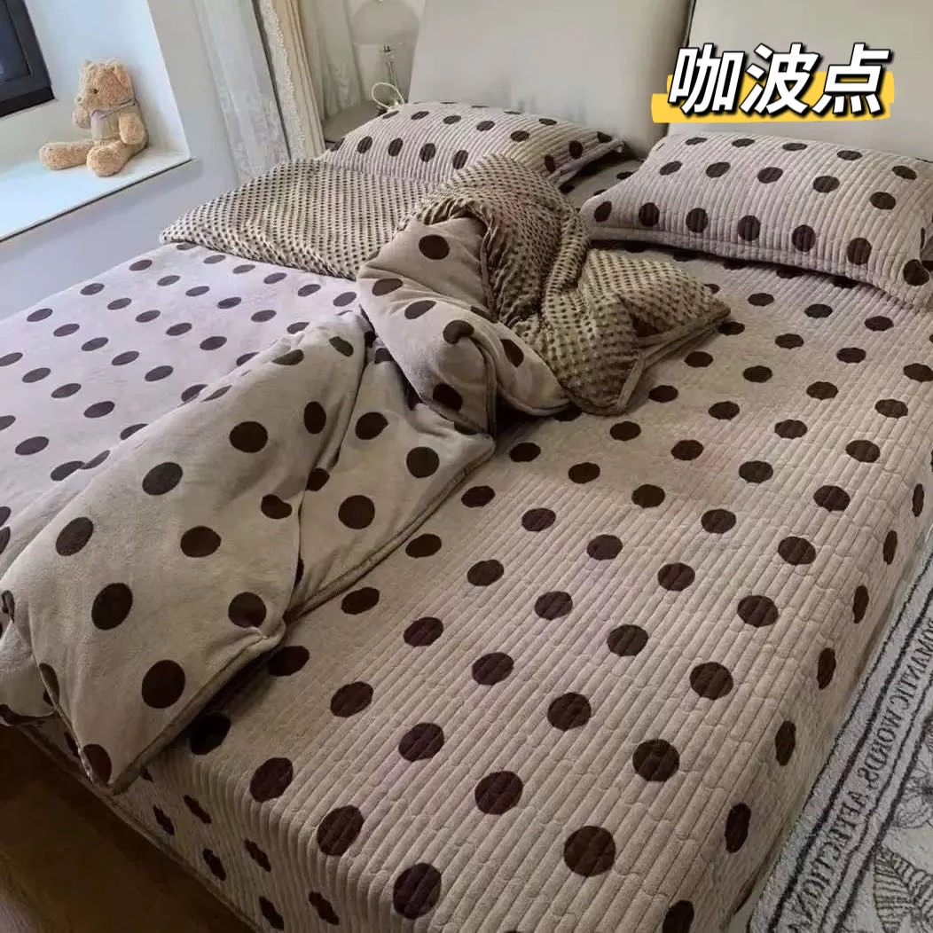 牛奶绒加厚床盖有效防滑装修加绒绗缝工艺有效防汗防油家用被套