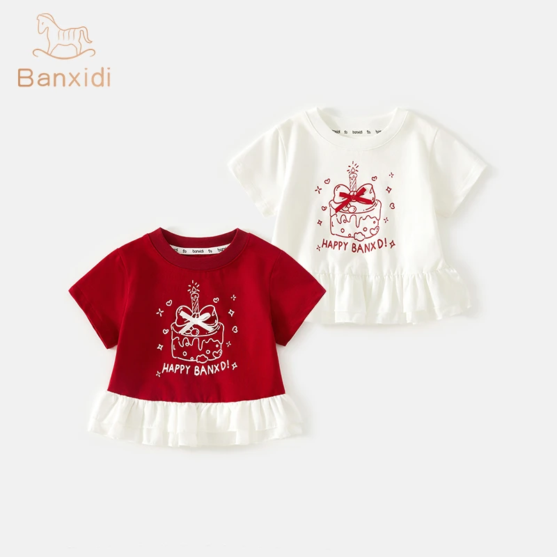班喜迪女童短袖t恤夏季2025新款儿童薄款公主上衣夏装女宝宝衣服