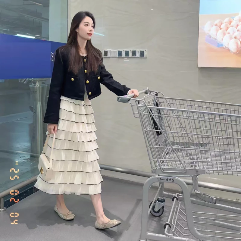【冲量价】2025年春夏新款法式温柔设计感荷叶边网纱半身蓬蓬