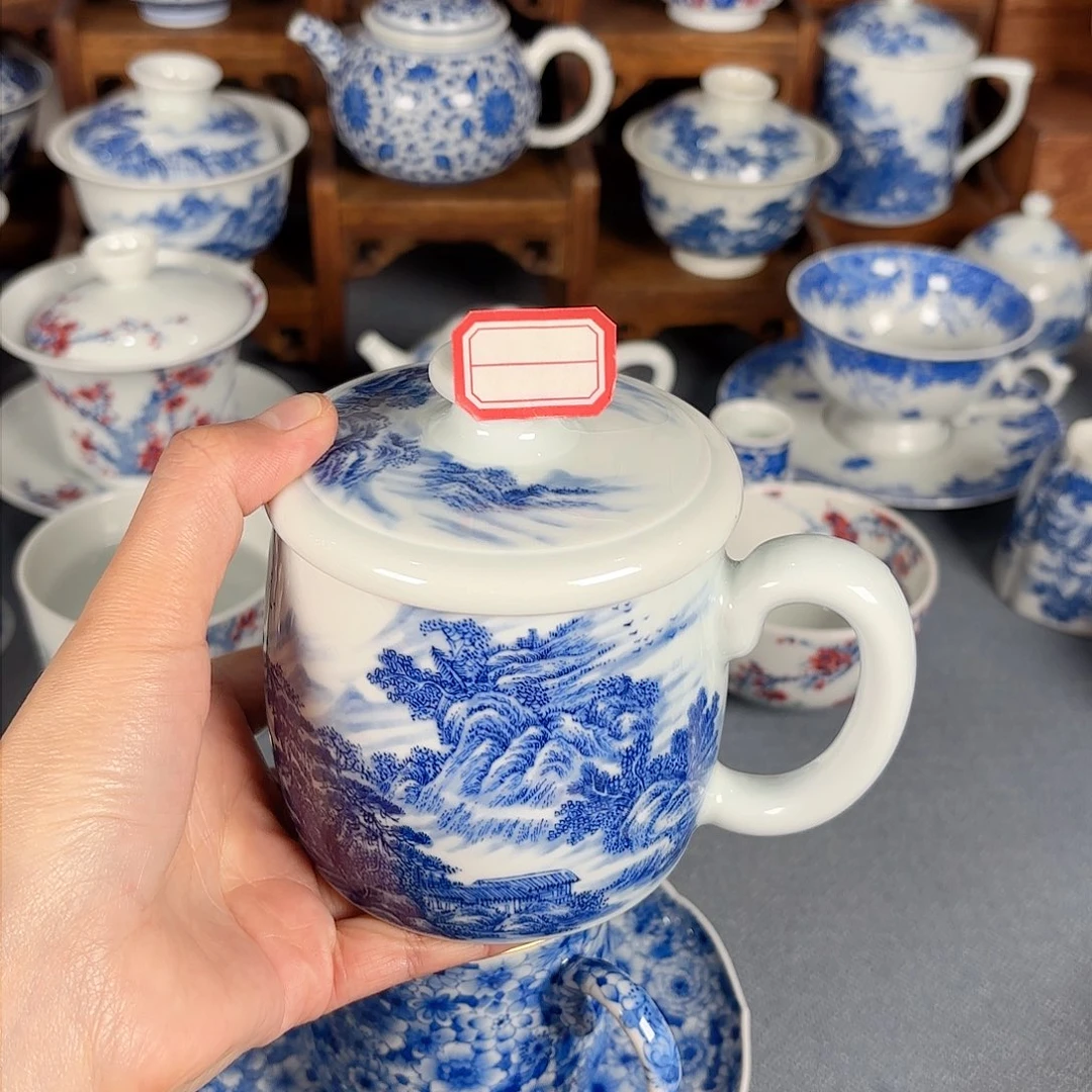 杯谁***妇青花瓷器手绘作品杯
