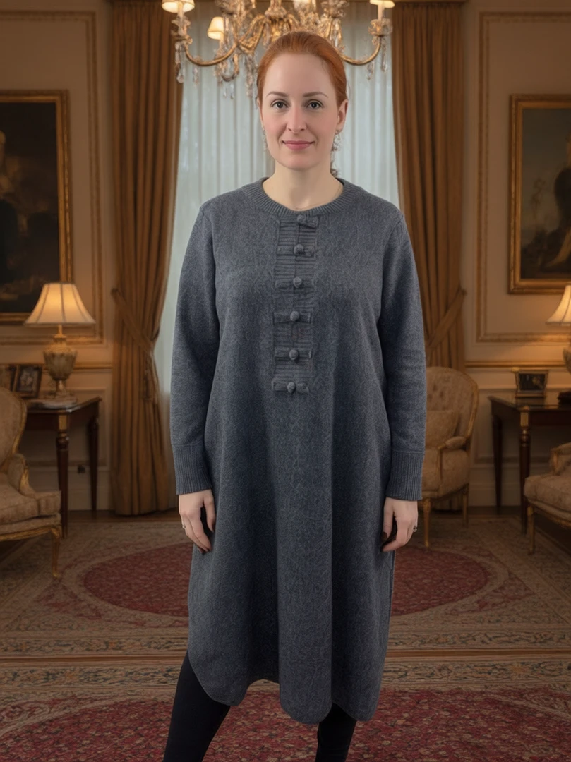 连衣裙通勤简约洋气爆款复古针织长袖女士