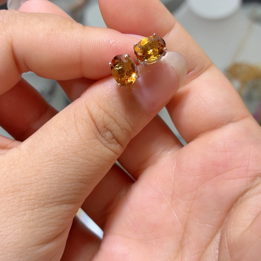 银S925镶嵌耳饰黄晶