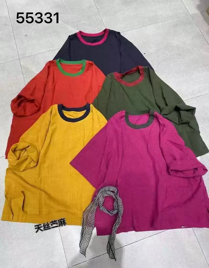 宽松休闲领口拼色夏季新款短袖 T恤