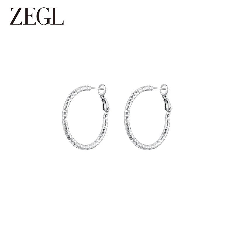 ZEGL 镀K金 碎冰冰耳环女耳圈时尚高级感素圈耳钉银针耳饰品