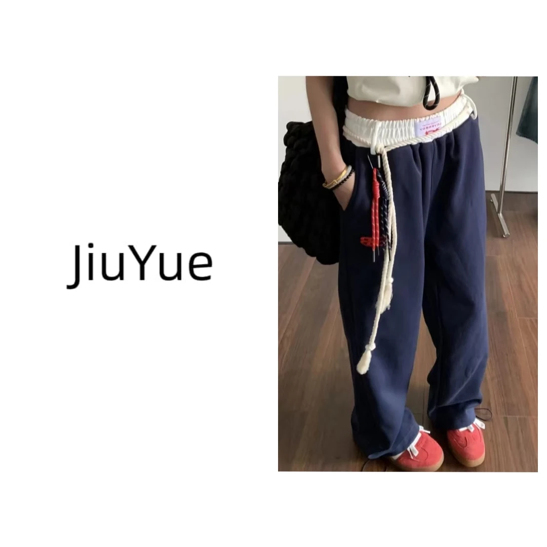 JIUYUE-现货 “嘻哈音乐” 韩单! Jennie 同款美式街舞情侣卫裤