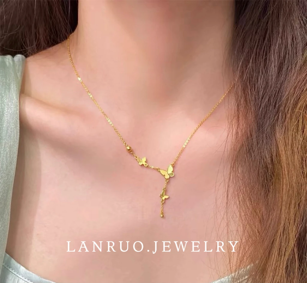 钛钢项链 蝴蝶项链女款时尚轻奢项链的时尚气质百搭不掉色坠链