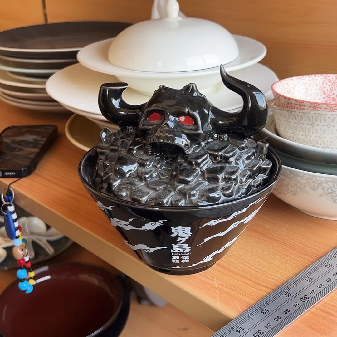 新骨瓷080微瑕海贼王IP6寸带盖鬼岛面碗