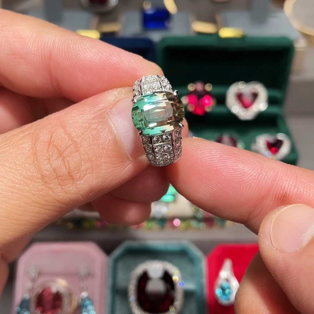 戒指碧玺18K金镶嵌6.69ct
