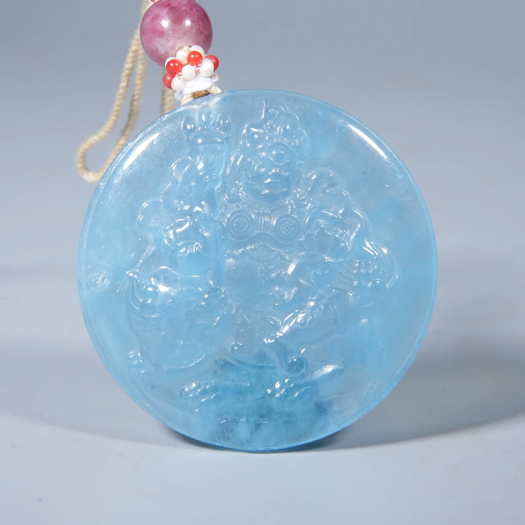 Tgz18 清代 海蓝宝财宝天王摆件