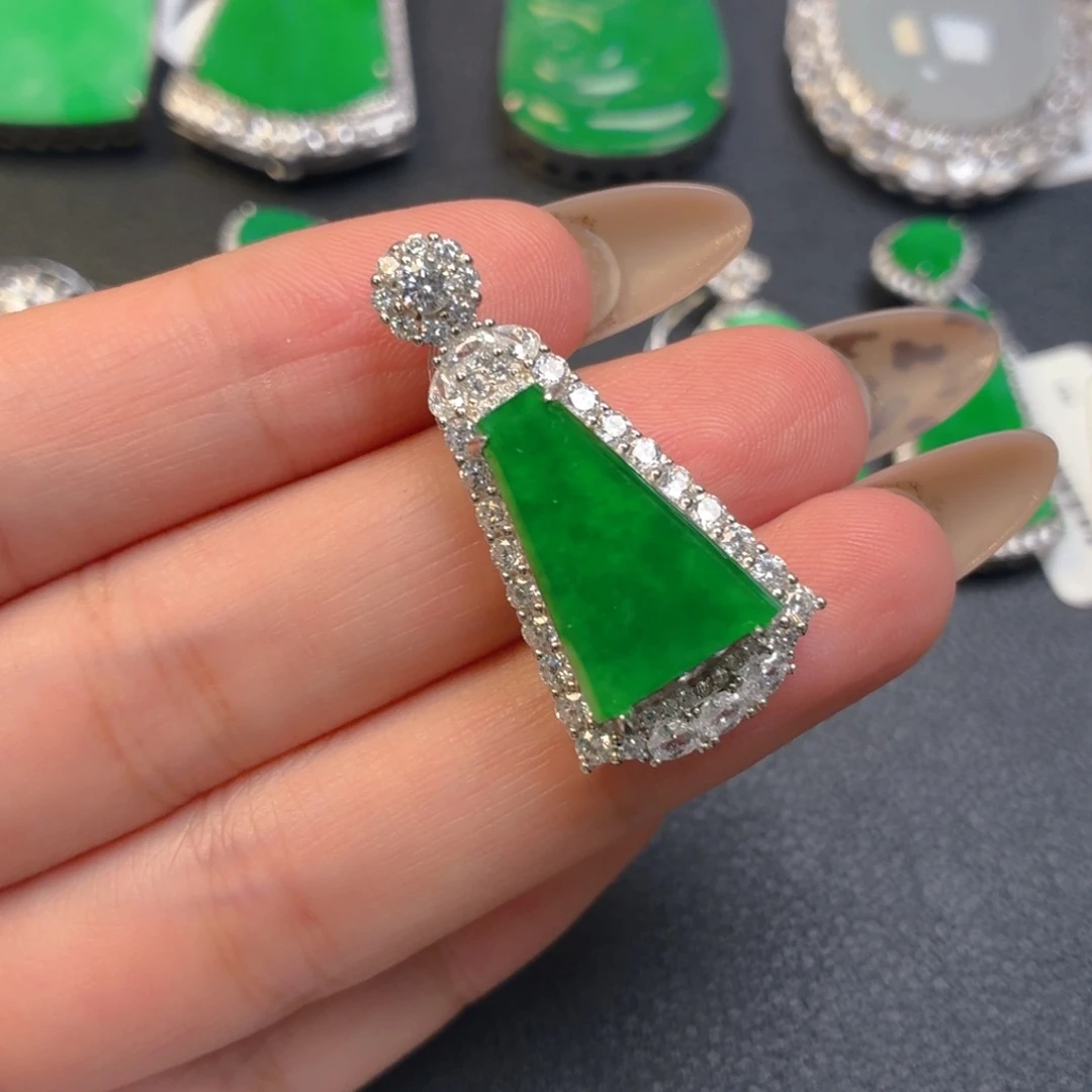 翡翠银S925镶嵌吊坠(不含链)