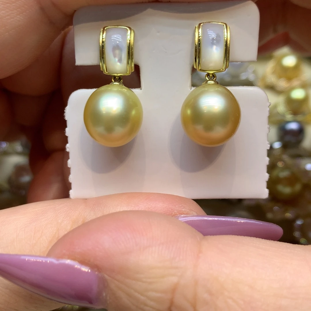 银S925镶嵌耳饰海水珍珠