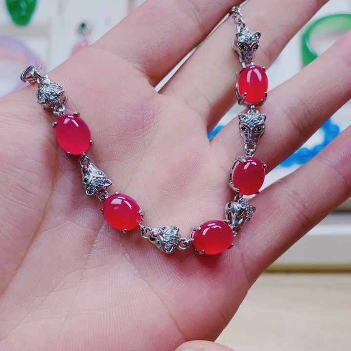 玛瑙/玉髓手链合金红色手链