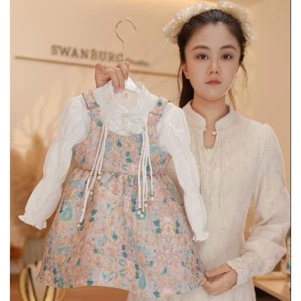 【Y.d8524】2025新款女童气质公主裙女宝连衣裙长袖中国风甜美复古