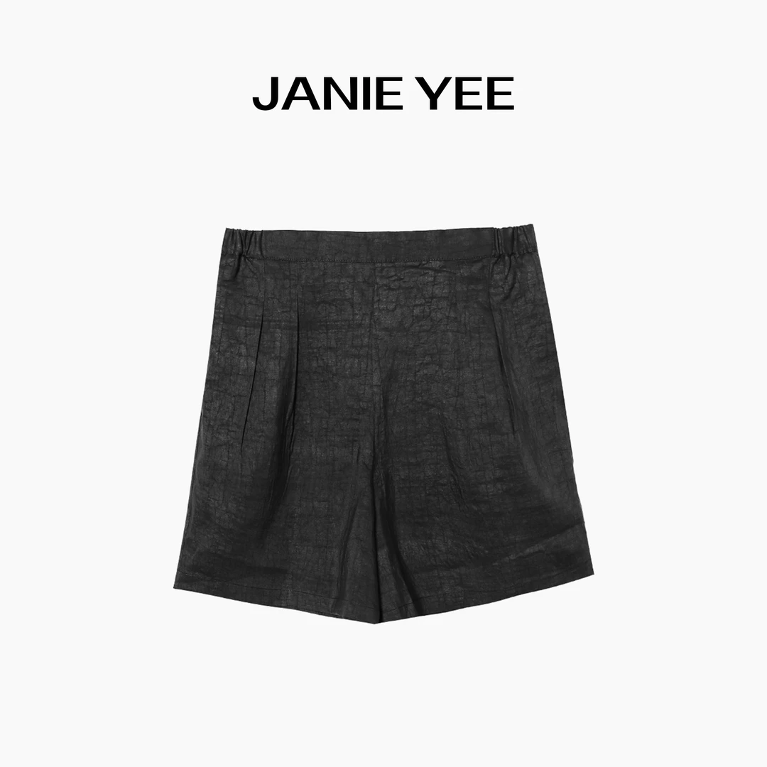 Janie Yee"良冉" 重磅香云纱100桑蚕丝真丝休闲宽松短裤 25A0386