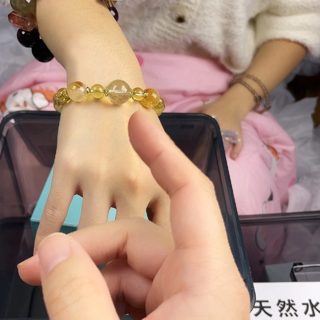 银S925镀金镶嵌水晶手串
