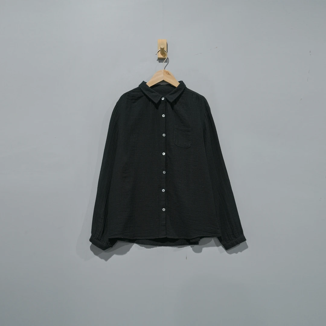 【且听风吟】0112607文艺肌理棉翻领口袋百搭衬衫 衣长67 胸围120