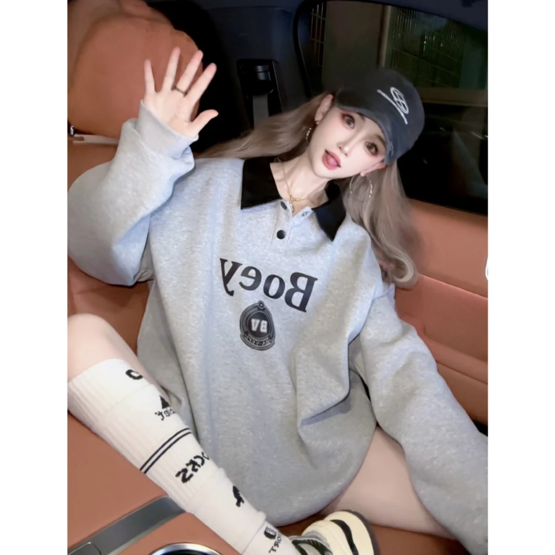 【INCC】2025春季新款卫衣美式翻领设计感小众休闲上衣